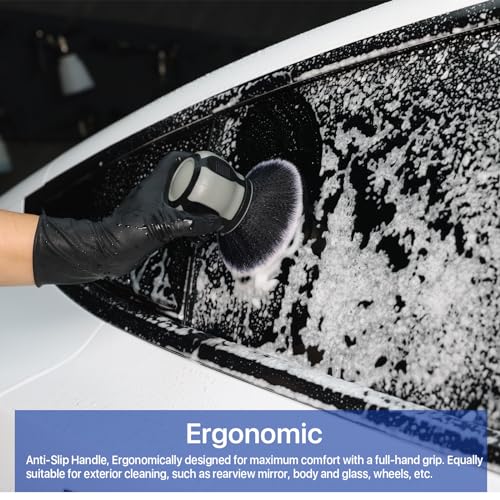 Curveball Detail Brush, Car Ultra Soft Bristles Detailing Brushes, 4PCS Professional Auto Cleaning Brush, Covers Large Area Inside or Outside Vehicles, Exterior Interior Brush- Gray - color: Gray