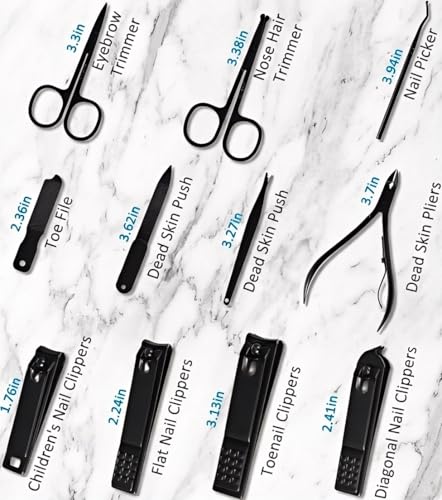 MINKINH Manicure Set Professional Nail Clipper Kit-26 Pieces Stainless Steel Manicure Kit,Nail Care Tools with Luxurious Travel Case (Brown) - color: Brown