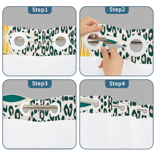 No Hook Shower Curtain with Snap in Liner Set FYLX00225 - color: Leopard Stripe Wave