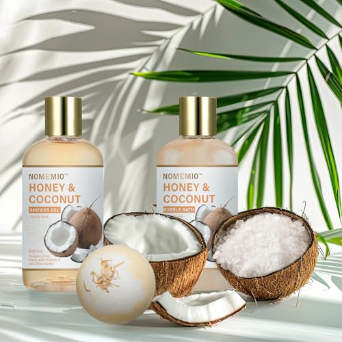 Birthday Gifts for Women, 11pcs Honey & Coconut Luxury Gift Basket Bubble Bath Skincare Gift Set - size: 11pcs Honey & Coconut