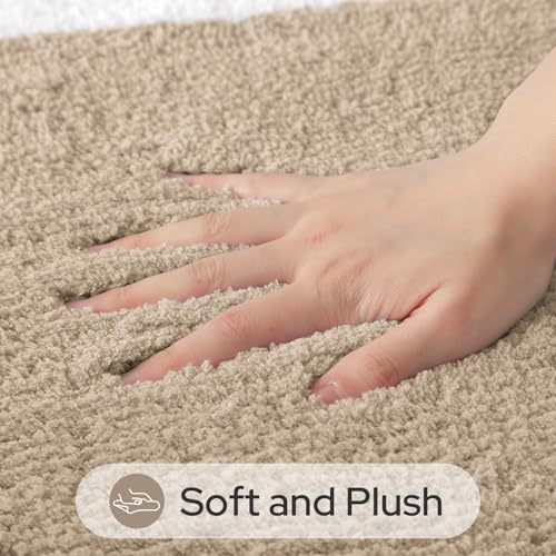 HOMEIDEAS Bathroom Rugs Sets 2 Piece, Super Soft and Absorbent Microfiber Tufted Bath Mats, Non-Slip and Machine Washable Bath Rugs(Beige) - color: Beige