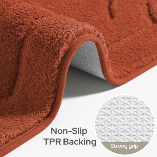HOMEIDEAS Bathroom Rugs Sets 2 Piece, Extra Soft and Absorbent Microfiber Plush Bath Mat with Non Slip Backing(Burnt Orange) - color: Burnt Orange