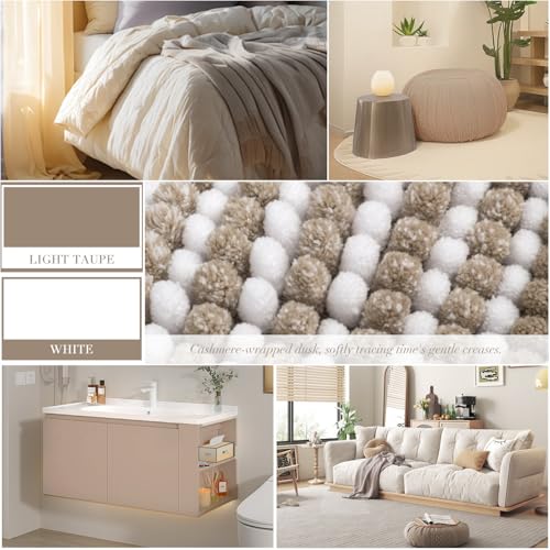 BSICPRO Bathroom Rugs Sets 3 Piece, Toilet Rugs U-Shaped Contour Bath Mat Set, Striped Absorbent Non Slip Chenille Shower Mat, Light Taupe - color: Taupe, size: 20"x32"+16"x24"+U Shape 20"x24"