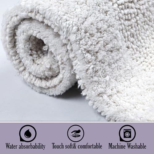 KEMA Bathroom Rugs 17"x24", Cotton Reversible Bath Mat for Bathroom Ultra Soft Plush Bath Rugs Water Absorbent Quick Dry Thick Floor Mats for Shower, Restroom, Bedroom, Kitchen (White) - color: White