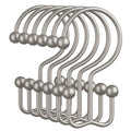 Amazer Matte Nickel Shower Curtain Hooks, 12PCS Minimalist Simple Double Shower Curtain Rings, Rust-Resistant Metal Shower Hooks Shower Curtain Hangers, Shower Rings for Bathroom Shower Rods Curtains - color: Matte Nickel, style: Minimalist - Double Hooks