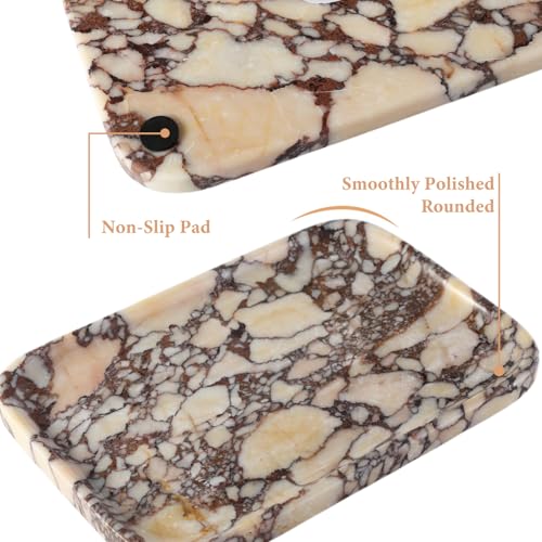 Karibiber Calacatta Marble Vanity Trays, Marble Bathroom Tray Countertop, Luxury Decorative Dresser Organizer, Purple&White Natural Stone Serving Tray for Kitchen, Perfume, Jewelry Holder Storage - color: Italy-calacatta