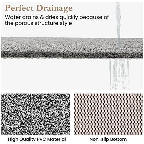 Shower Mat Bathtub Mat Non-Slip,47x16 inch, Soft Tub Mat with Drain,PVC Loofah Bath Mat (Phthalate Free) for Tub and Bathroom,Quick Drying,Grey - color: Grey, size: 47" x 16" (Rectangular)