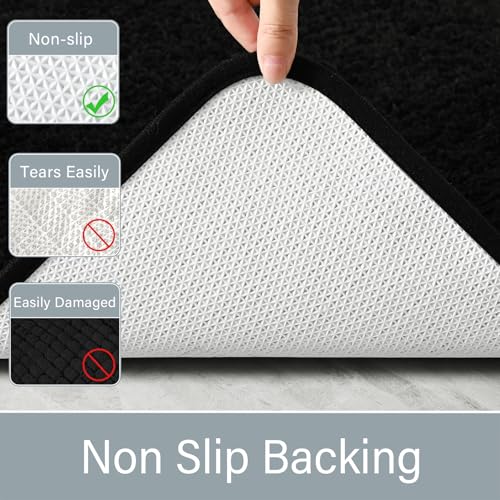 LOCHAS Bathroom Rug Runner 24x84 Inch, Soft Thick Absorbent Microfiber Bath Rugs for Bathroom, Machine Washable, Shaggy Plush Non Slip Bath Mat for Tub, Shower Floor, Quick Dry Mats, Black - color: Black, size: 84x24 inch (Rectangular)