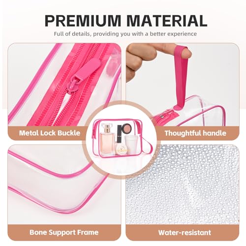 Icramsy Clear Makeup Bag,2 Pack TSA Approved Toiletry Bag Travel Toiletry Bag Hanging Makeup Cosmetic bag for Women Men (ROSY) - color: ROSY