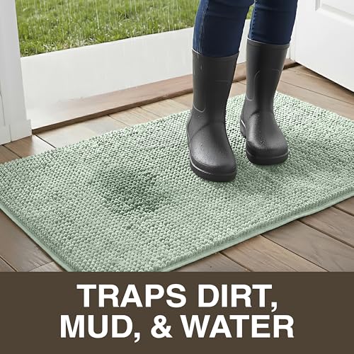 Neater Home Plush Bathroom Rugs 30x20 Thick Chenille Quick Dry Microfiber Absorbent Bath Mat, Soft Bath Rugs, Machine Washable Bathroom Floor Mat for Tub Shower Sink, Home Decor Accessories, Green - color: Sage Green, size: 30" x 20"