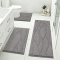 Bsmathom Bathroom Rugs Sets 3 Piece, Soft Non Slip Microfiber Bath Mat and U-Shaped Contour Toilet Rug, Machine Washable Absorbent Shaggy Bathroom Set, Light Gray - color: Light Gray