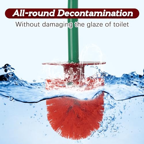 Creative Toilet Brush with Holder Bowl&Long Handle, Household Bathroom Cleaning Tool Cleaner and Base for Storage&Organization, Thick Bristle for Deep Clean-Rust Resistant Leakproof-Red Cherry Shape - color: C18-toilet Brush-red, size: Standard