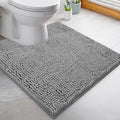 LuxUrux Toilet Rugs U Shaped Washable, Bathroom Toilet Mat, Extra-Soft Plush Bath Bathroom Rug,1'' Chenille Microfiber Material, Super Absorbent Shaggy Machine Wash & Dry (20 x 20 inch, Light Grey) - color: Light Grey, size: 20'' X 20'' U