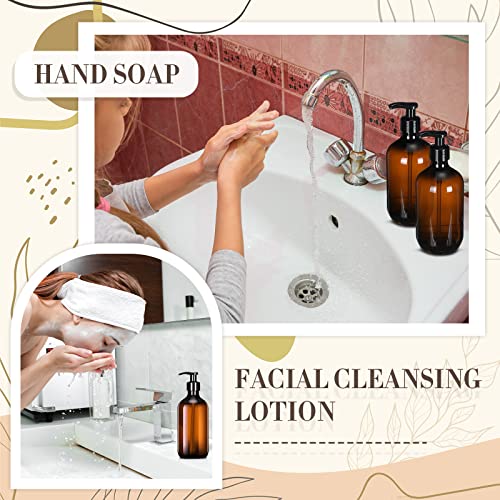 Tessco for you 24 Pcs Amber Soap Dispenser 17 oz Empty Plastic Pump Bottles Refillable Shampoo Container for Hand Sanitizer Soap Lotion Body Wash Conditioner Bathroom Travel - color: Amber, size: 17 oz