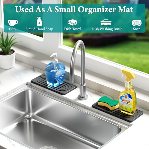 Water Absorbing Stone Tray, Quick Drying Diatomite Bathroom Tray Countertop, Stone Drying Mat for Kitchen Counter, Soap Dish Dispenser Vanity Organizer, Dark Grey-A-12.2" x 4" - color: 12.2" X 4"-Dark Grey-A