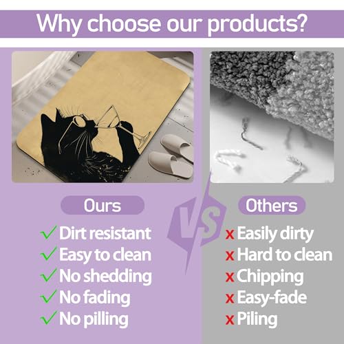 Black Cat Bathroom Rugs, Fast-Absorbing Bath Mat, Quick-Dry Non-Slip Thin Rug for Bathroom Floor Kitchen 17"x30" - color: Black Cat