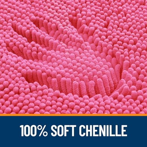OLANLY Toilet Rugs U-Shaped 20x20, Extra Soft Absorbent Chenille Contour Bathroom Rugs for Toilet, Dry Quickly, Machine Washable, Non-Slip Bath Mat, Hot Pink - color: Hot Pink, size: 20" X 20" Contour Rug