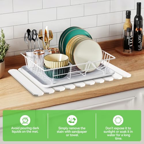 Large Stone Drying Mat for Kitchen Counter, Collapsible Quick Dry Stone Bath Mats for Bathroom, Trapezoidal Absorbent Diatomaceous Earth Dish Stone Mat for Dishes Cookware Countertop, 23.23''x15.4''