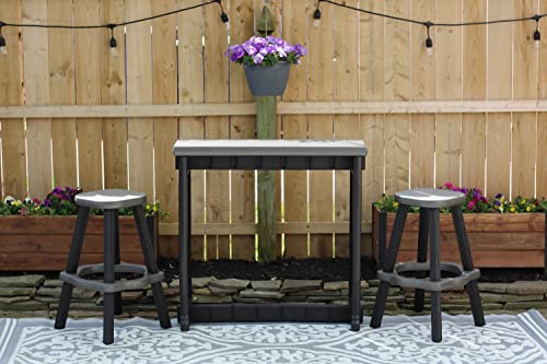 Single Bar Set Includes 2 Barstools Deep Grey Top & Black Base Ideal for Patio Hot Tub Area Backyard Durable WeatherResistant Design Easy Nohardware Assembly Proudly Made in USA - color: Black/Deep Grey, size: Single Bar with 2 Barstools