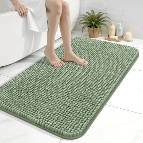 Arotive Bathroom Rugs 36" x 24", Ultra Soft Absorbent Chenille Bath Rugs, Rubber Backing, Machine Washable Bath Mats for Bathroom Floor, Tub and Shower, Home Decor Accessories, Sage Green - color: Sage Green, size: 36" X 24"