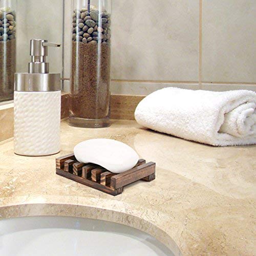 Anwenk Soap Dish Wooden Soap Saver Holder Soap Tray for Bathroom Shower Rectangular Sink Drainer Hand Craft for Soap,Sponges and More (2 Pack) - color: 2pack-bronze
