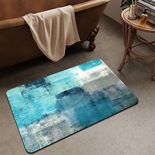 Bath Mat Rug,Blue Ocean Non Slip Quick Dry Super Absorbent Thin Bathroom Rugs Fit Under Door-Easy to Clean Bathroom Floor Mats-Shower Rug for Shower Sink Bathtub(20" x 31"in) - color: Blue Ocean, size: 1'8" X 2'8" (Rectangular)