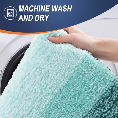 OLANLY Bathroom Rugs Sets 3 piece, Soft Microfiber Absorbent Bath Mat, U-Shaped Contour Toilet Mat and Toilet Lid Cover, Quick Dry, Machine Washable, Toilet Cover and Rug Set, Blackish Green - color: Blackish Green, size: 30" X 20" + U24" X 20" + 17.5" X