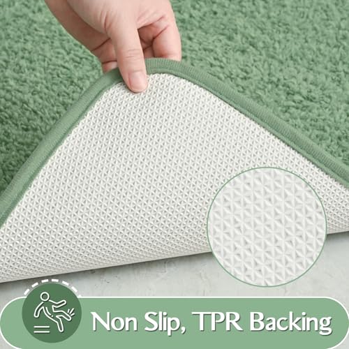 HOMORE Bathroom Rug Set 2 Piece,Soft Absorbent Bath Mats Set,Machine Washable Bath Rug Sets for Bathroom Non Slip,(21"x34"+21"x21") Plush Shaggy U Shape Contour Toilet,Sage Green - color: Sage Green