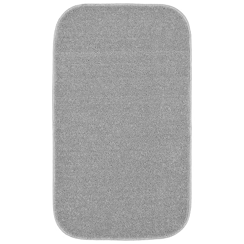Garland Rug Sedona Bath Rug, Extra Soft Absorbent Plush Bath Rugs, Non-Slip, Quick Drying, Machine Washable, Plush Comfort for Bathroom Floor, Tub and Shower, 21" x 34", Silver - color: Silver, size: 1'9" x 2'10" (Rectangular)