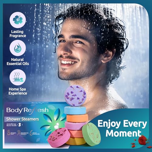 Shower Steamers Aromatherapy-8 Pack Shower Bombs with Essential Oils, Mothers Day Gifts for Mom Wife, Birthday Gifts for Women Self Care Relaxation Home SPA Teacher Appreciation Gift (Blue) - color: Blue