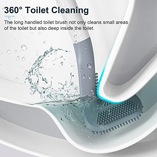 3 Pack Golf Toilet Brush, Flexible Long Handled Toilet Cleaning Brush, 360° No Dead Space Deep Toilet Cleaning Brush, Toilet Brush for Bathroom, with Hook (White + Blue + Grey) - color: White + Blue + Grey