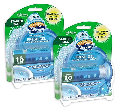Scrubbing Bubbles Toilet Cleaning Gel Glade Rainshower, 1.34 Ounce (Pack of 2) - size: 1.34 Ounce (Pack of 2)