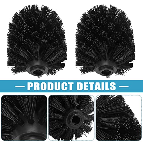 2PCS Toilet Bowl Brush Replacement Head, Toilet Brush Head Replacement with Durable Stiff Bristles, Cleaning Tool for Home Hotel Bathroom (Black) - color: Black