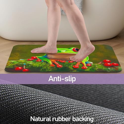 Tree Frog Bath Mat, Water Absorbent Quick Dry Thin Bathroom Floor Mat, Rug for Bathroom Kitchen 17"x30" - color: Tree Frog