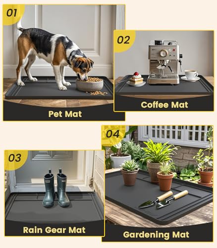 Under Sink Mats for Kitchen Waterproof, 34" X 22" Or Smaller Cut to Fit Under Sink Drip Tray for Kitchen Bathroom Cabinets, Silicone Liner Hold Up to 3.3 Gallons Liquid - Grey - color: Gray