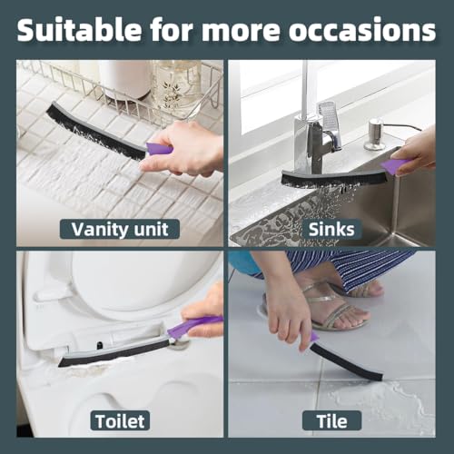 TQRR Toilet Brush, 4Pcs Bathroom Cleaning Brush, Toilet Scrubber, Deep Toilet Bowl Brush with Hanging Hole, Multifunctional Gap Cleaning Brush, Bristles for Kitchen Sinks, Tub,Shower (4, Purple) - color: Purple