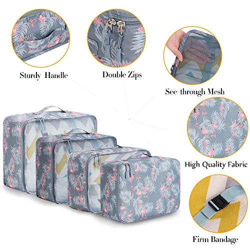 BAGAIL 8 Set Packing Cubes Luggage Packing Organizers for Travel Accessories-Red Flamingo - color: Red Flamingo, size: 8 Set