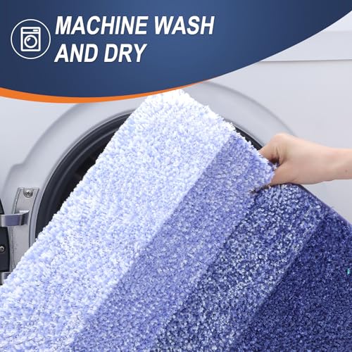 OLANLY Bathroom Rug Set 2 Piece, Soft Absorbent Microfiber Bath Mats and U-Shaped Contour Toilet Rug, Non-Slip, Machine Wash Dry, Plush Shaggy Bath Mats for Bathroom (24"x16"+24"x20", Blue-Violet) - color: Blue-violet, size: 24" X 16" + U24" X 20"