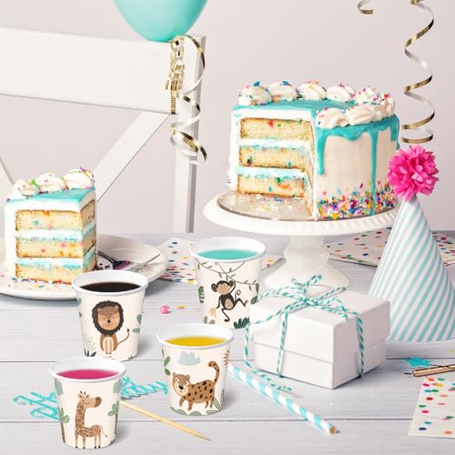 RUSPEPA 2 oz Bathroom Cups, Kids Disposable Paper Cups - 100 Pack Set Lovely Animals Design Printed - Mini Mouthwash Rinse Paper Cups for Home, Bathroom, Picnic, Party, and Events - color: Lovely Animal, size: 2oz