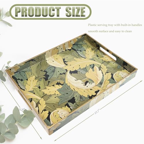 Spsyrine Serving Tray with Handles, Plastic Decorative Tray for Coffee Table, Living Room, Home Decor, Acanthus - color: Multi G