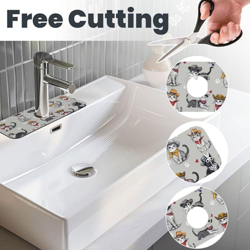 Faucet Draining Mat For Kitchen Sink, Pet Lover Cat Diatom Mud Absorbent Drain Pad For Bathroom Kitchen Sink Splash Guard Drying Mat - color: Pet Lover Cat, size: One Size