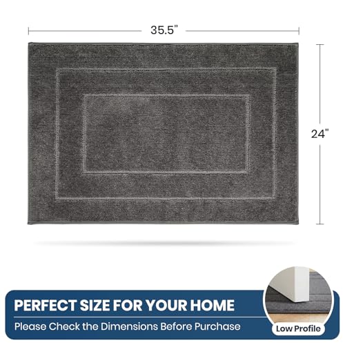 PURRUGS Machine Washable Kitchen Rug 24" x 35.5", Non-Slip/Skid Kitchen Runner Rugs & Floor Mats, Super Absorbent Soft Standing Mats for Kitchen, Sink & Laundry, Grey - color: Grey, size: 24" X 35.5"