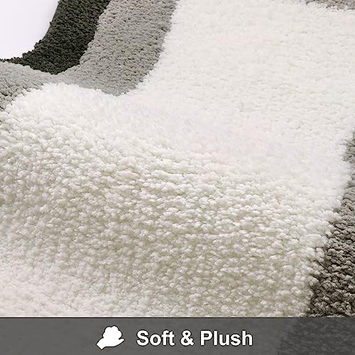 HAOCOO Microfiber Bathroom Runner Rug, 18x47 inch Non Slip Long Rug Runner, Washable Luxury Soft Absorbent Carpet Funny Decor for Shower Kitchen Entryway Bedroom Black/Grey - color: Grey, size: 18x47 inch (Irregular)