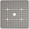 Large Square Shower Mat 27 x 27 Inch Clear Gray, Non Slip Shower Bathtub Mats for Inside Shower with Big Suction Cups Drain Holes, Anti Slip Bathroom Floor Stall Mats, Easy Clean, BPA-Free - color: Clear Grey