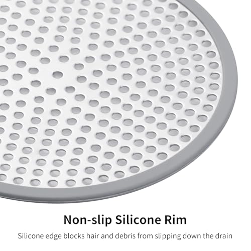 Ohtomber Shower Drain Hair Catcher - 4.72" 4PCS Stainless Steel Shower Stall Sink Drain Cover Strainer,Bathtub Hair Filter Trap Stopper, Bathroom Floor Screen Protector with Silicone Rim