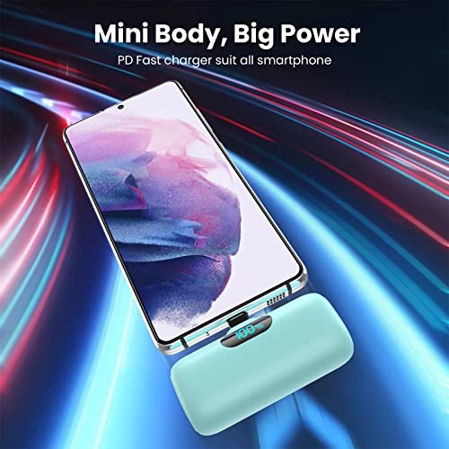 [2-Pack] Mini Portable Charger 5000mAh Power Bank,3A PD USB C Cell Phone Portable Power, LCD Display Battery Pack Compatible with iPhone 17/17 Air/16/16 pro/15/15 pro Max/Android/Samsung/Moto/LG etc - color: green+purple