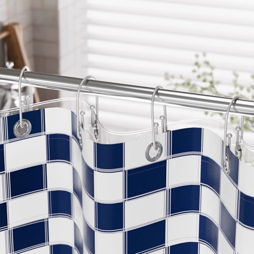 AmazerBath Shower Curtain Hooks, Space Sliver Shower Curtain Rings Rust Proof, Sturdy Double Shower Curtain Hooks Non-Slip Shower Hooks for Shower Curtain, Metal Shower Hooks Ring Bathroom 12Pcs - color: Space Sliver, style: Minimalist