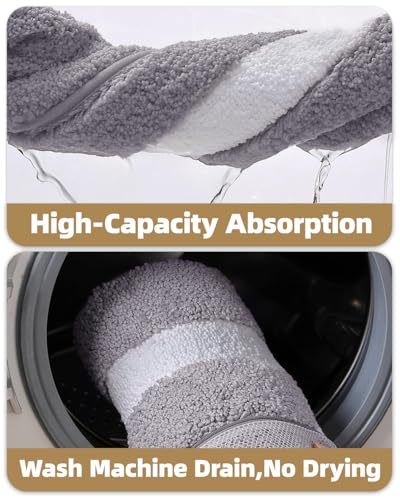 Color&Geometry Gray Bathroom Rugs 36x24, Extra Soft Absorbent Microfiber Bath Rugs, Non-Slip Bathroom mat, Washable Plush Bath Mats for Bathroom, Shower, Bathtub, Laundry, Light Grey White - color: C, size: 24"x36"