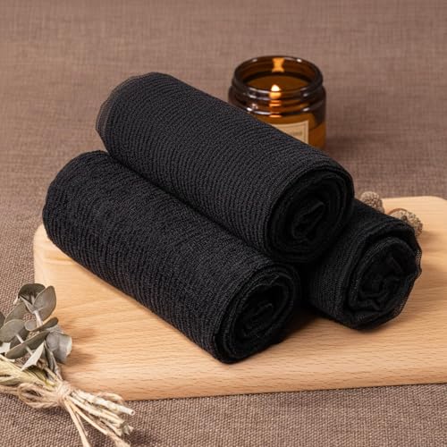 Yiclick Exfoliating Washcloth Towel- Exfoliating Body Scrubber Exfoliator, Back Scrubber for Shower Bath, Exfoliate Rags Wash Cloths, Loofah Lufa Sponge, Body Scrub & Exfoliation Women Men - color: Coal