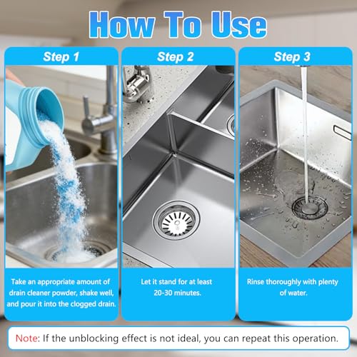 Drain Clog Remover Powerful Unclogging Sink Hair Cleaner for Kitchen, Shower Pipes and Drains, Toilet Unclogger Heavy Duty Bathroom Pipeline Dredge for Kitchen and Pipes Cleaning Tool（320g/11.3oz）